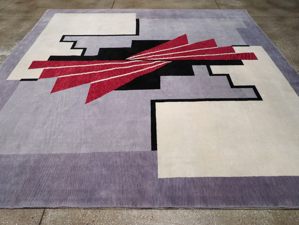 Modern Turkish Art Deco Square Room Size Carpet, No.33368 - Gsblank