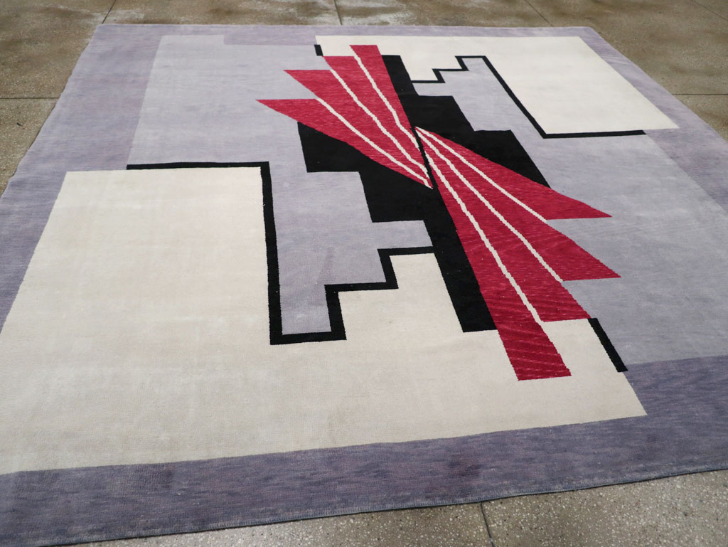 Modern Turkish Art Deco Square Room Size Carpet, No.33368 - Gsblank