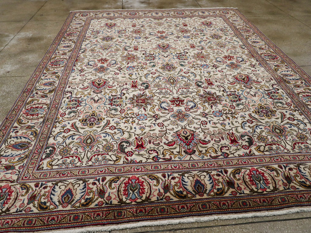Vintage Persian Tabriz Room Size Carpet, No.33375 - Gsblank