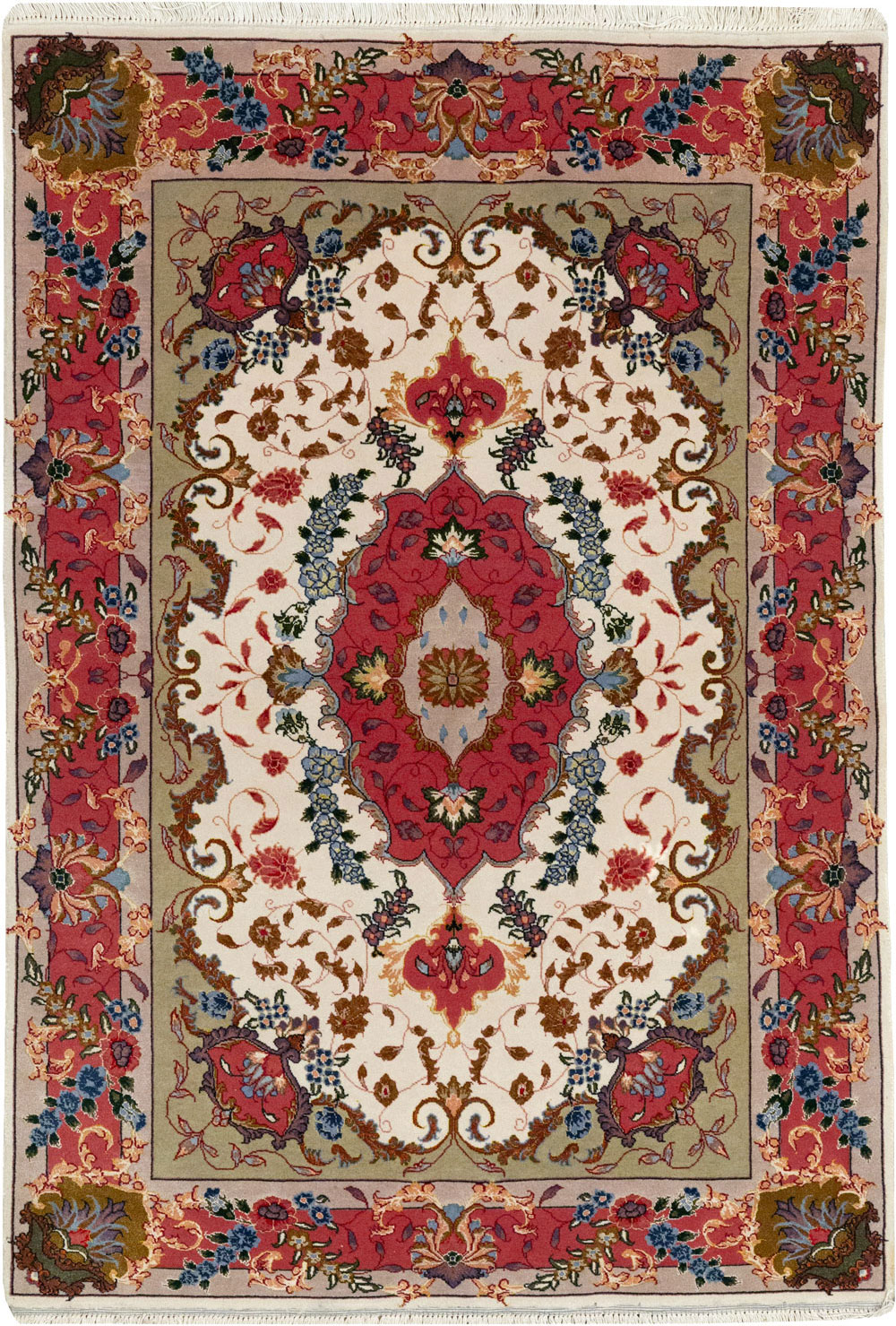 Modern Persian Tabriz Throw Rug, No.33376 - Gsblank