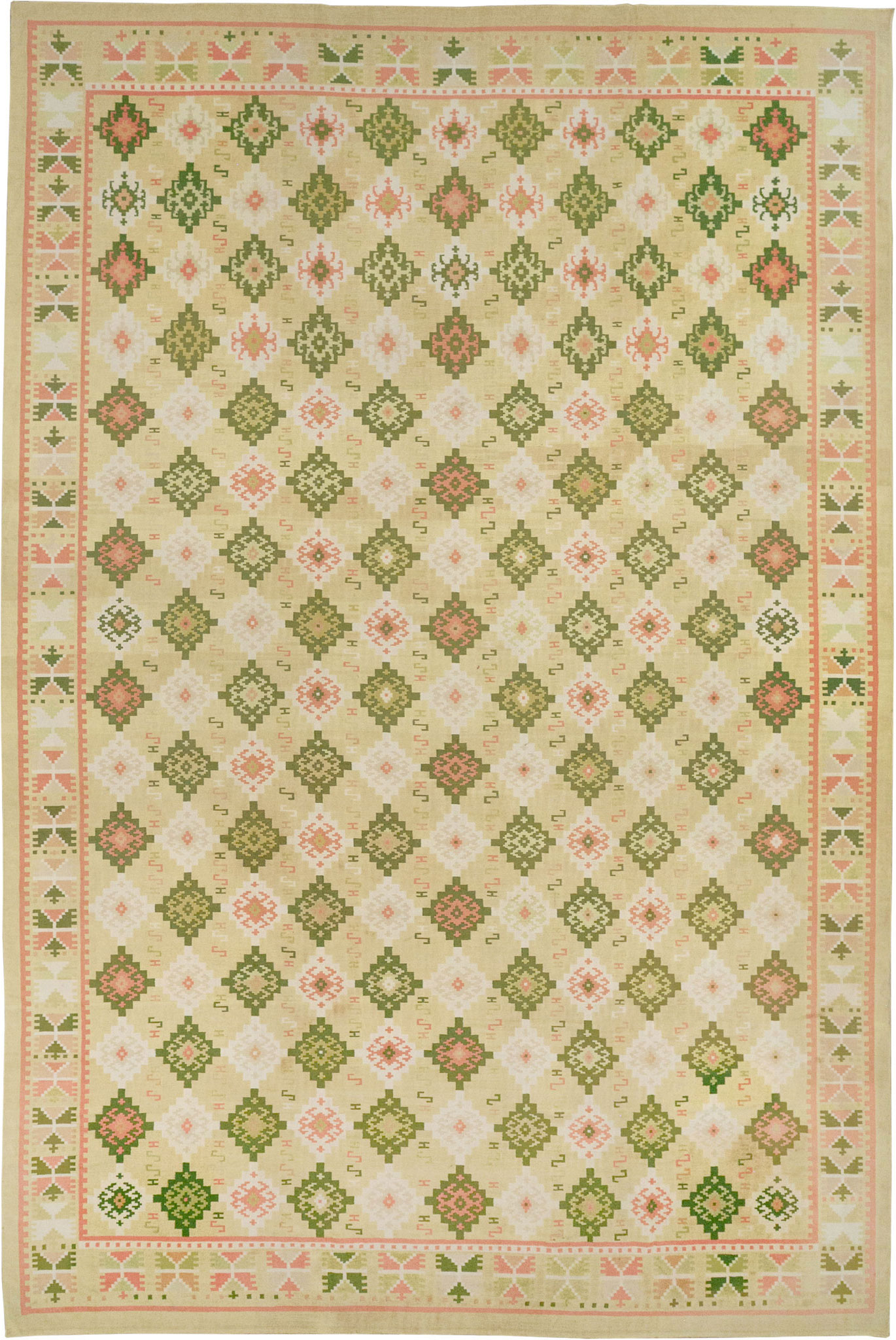 Vintage Indian Flatweave Dhurrie Oversize Carpet, No.33378 - Gsblank