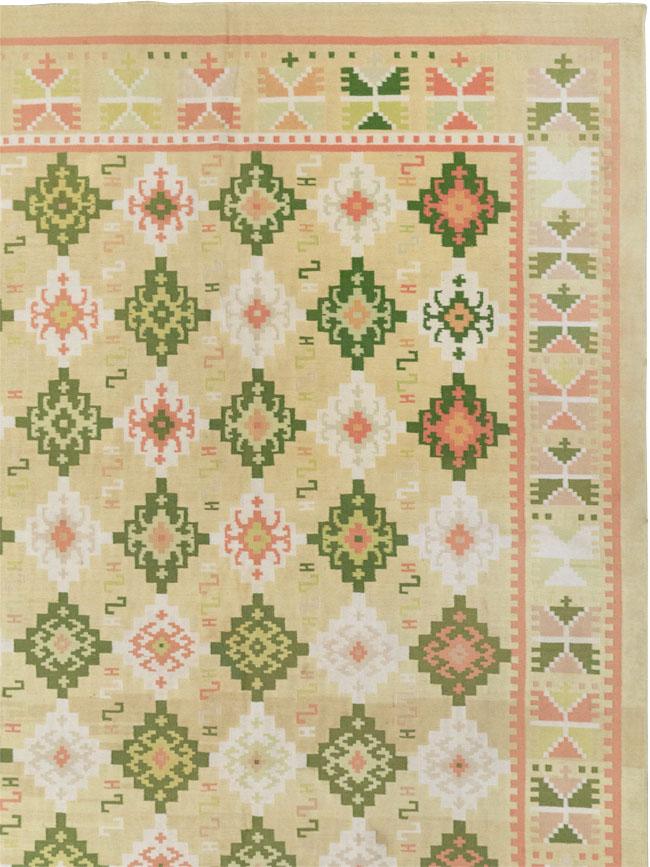 Vintage Indian Flatweave Dhurrie Oversize Carpet, No.33378 - Gsblank