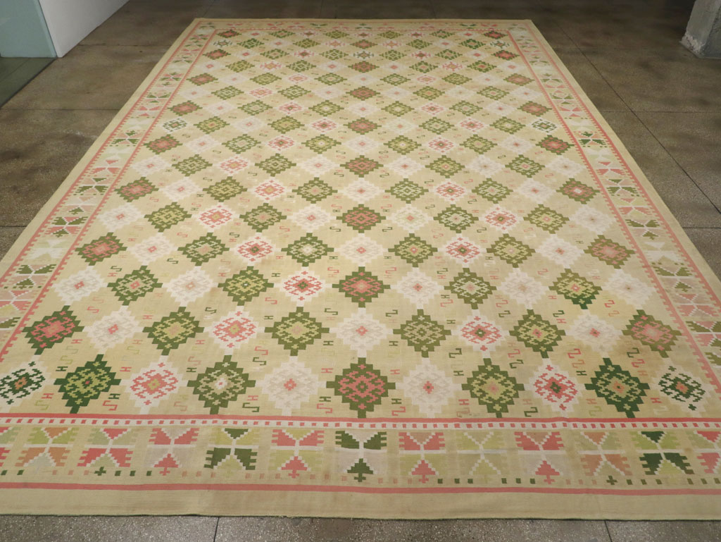 Vintage Indian Flatweave Dhurrie Oversize Carpet, No.33378 - Gsblank