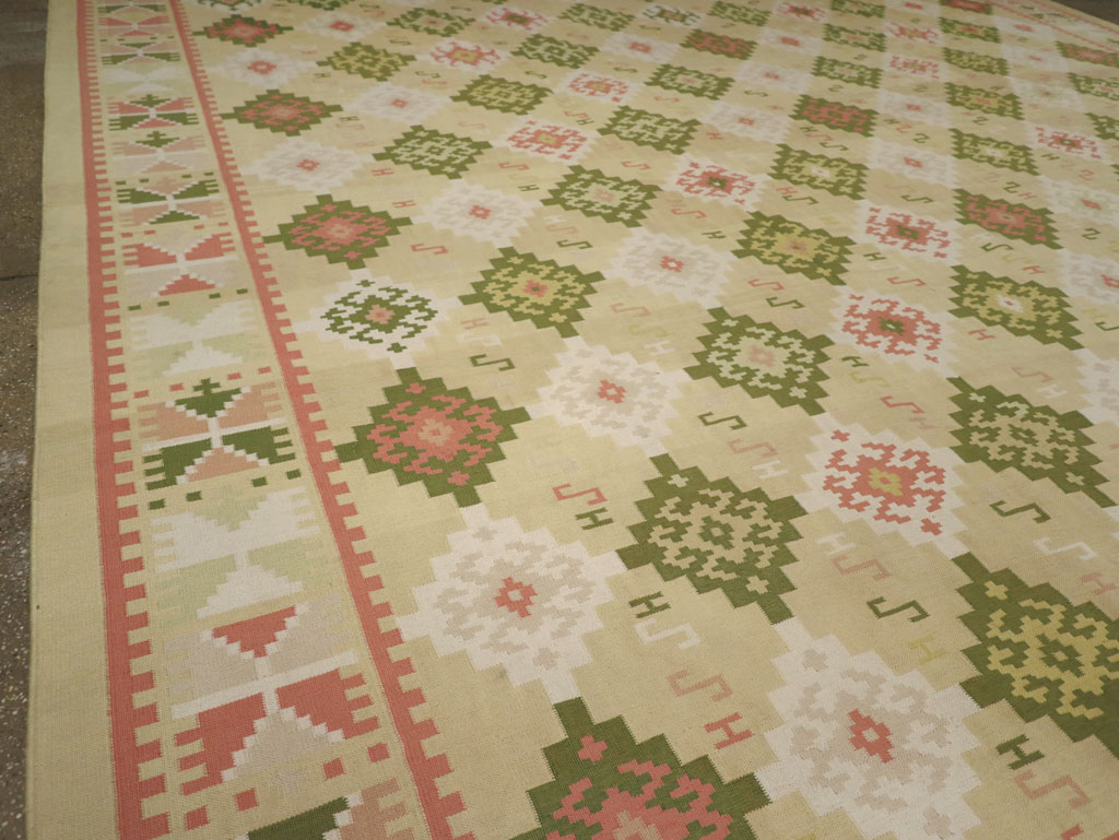 Vintage Indian Flatweave Dhurrie Oversize Carpet, No.33378 - Gsblank