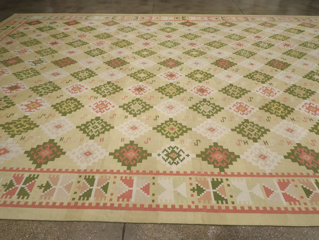 Vintage Indian Flatweave Dhurrie Oversize Carpet, No.33378 - Gsblank
