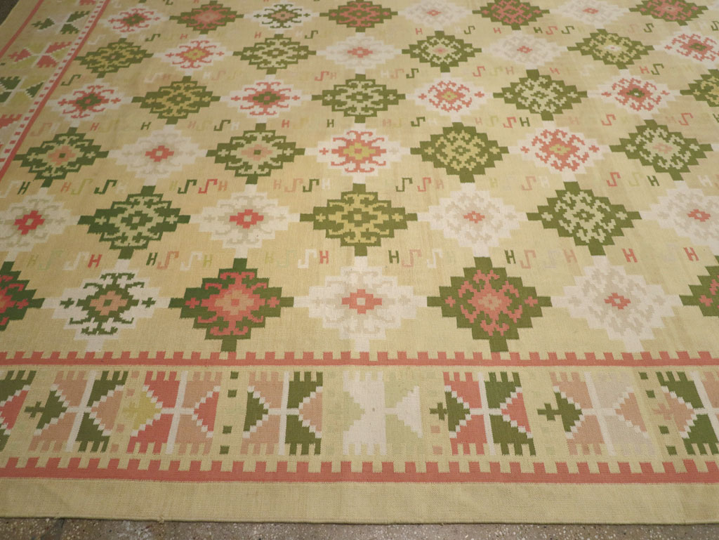 Vintage Indian Flatweave Dhurrie Oversize Carpet, No.33378 - Gsblank