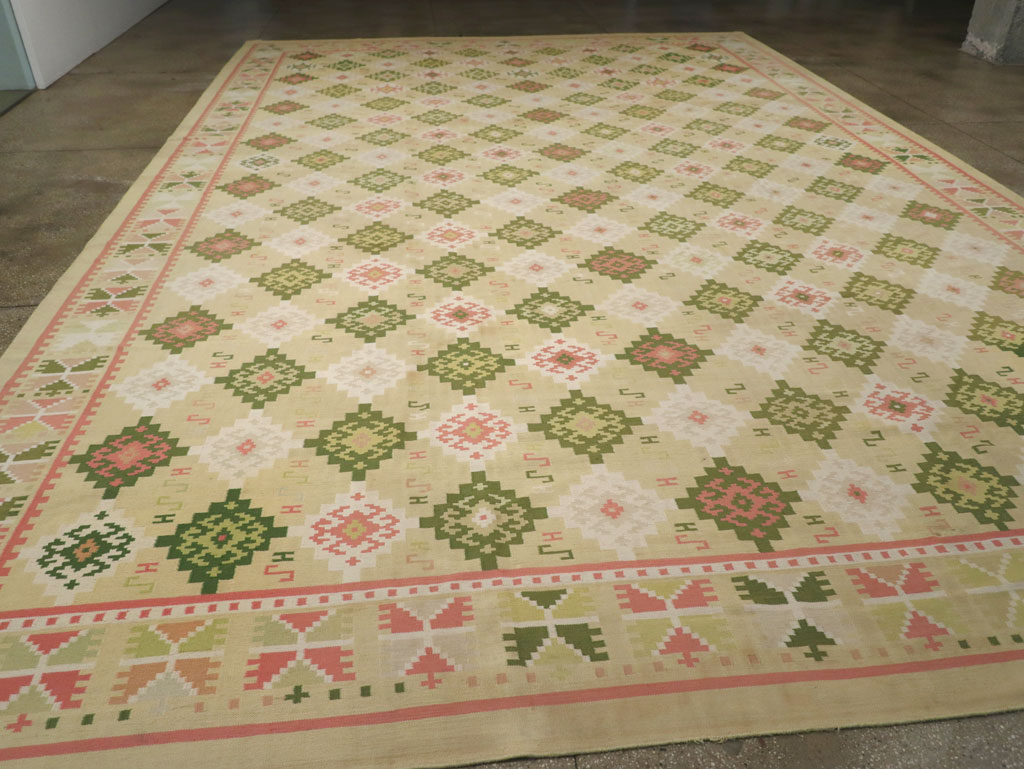 Vintage Indian Flatweave Dhurrie Oversize Carpet, No.33378 - Gsblank