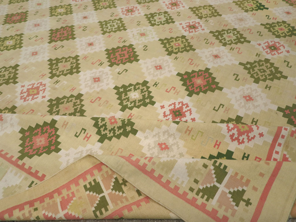 Vintage Indian Flatweave Dhurrie Oversize Carpet, No.33378 - Gsblank