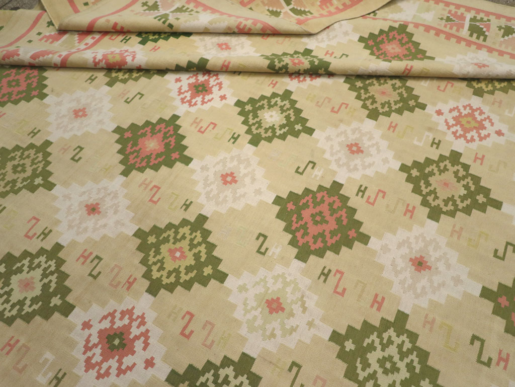 Vintage Indian Flatweave Dhurrie Oversize Carpet, No.33378 - Gsblank