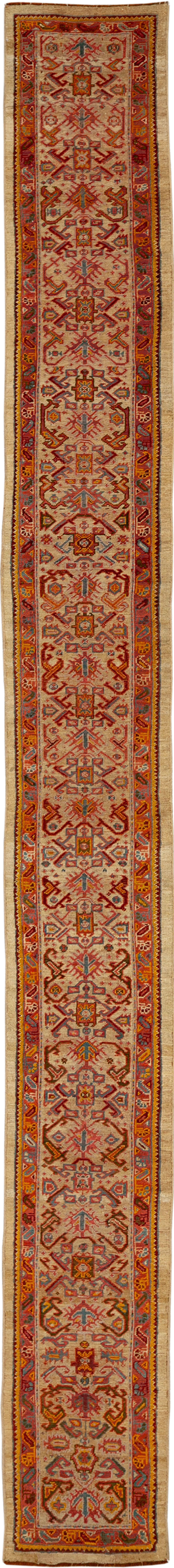 Antique Turkish Oushak Long Runner, No.33379 - Gsblank