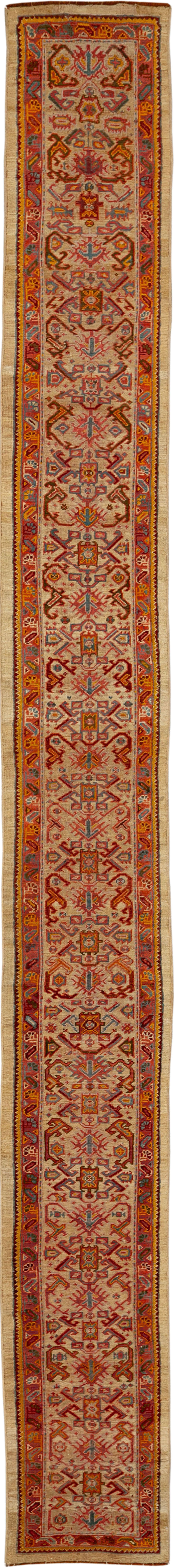 Antique Turkish Oushak Long Runner, No.33379 - Gsblank