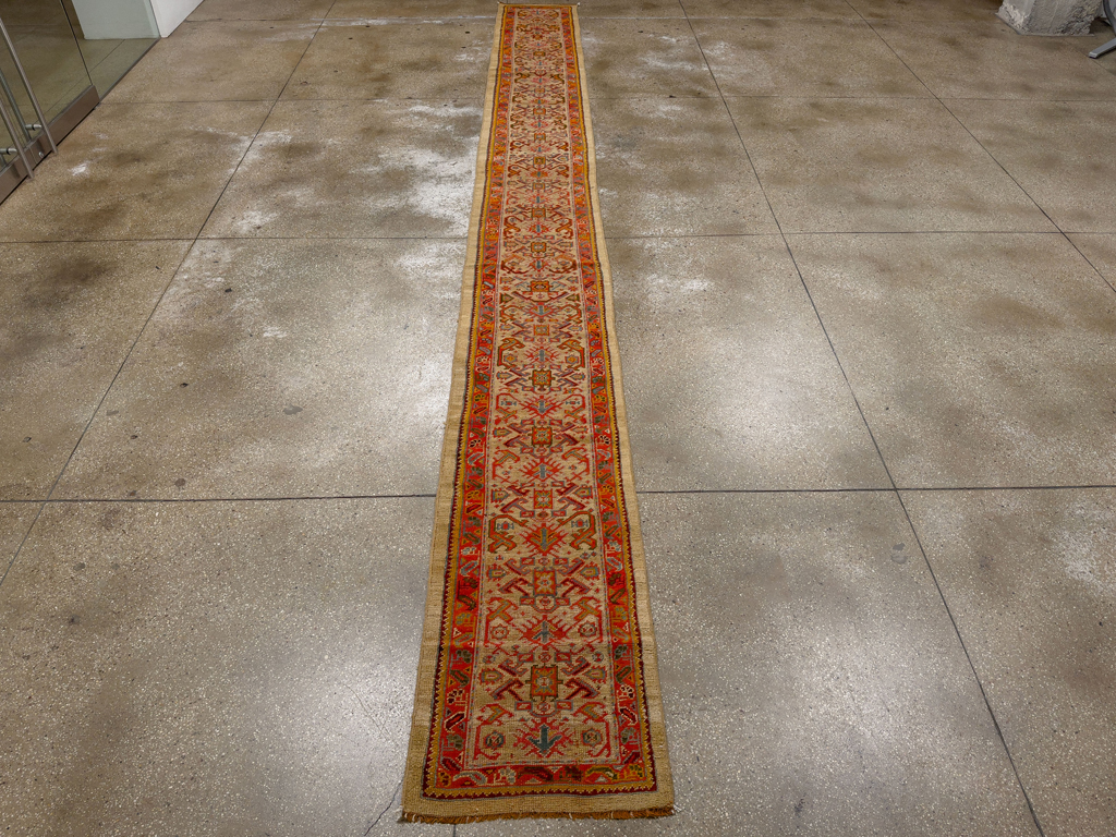 Antique Turkish Oushak Long Runner, No.33379 - Gsblank