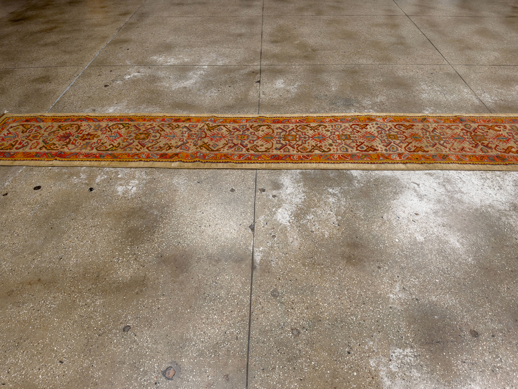 Antique Turkish Oushak Long Runner, No.33379 - Gsblank