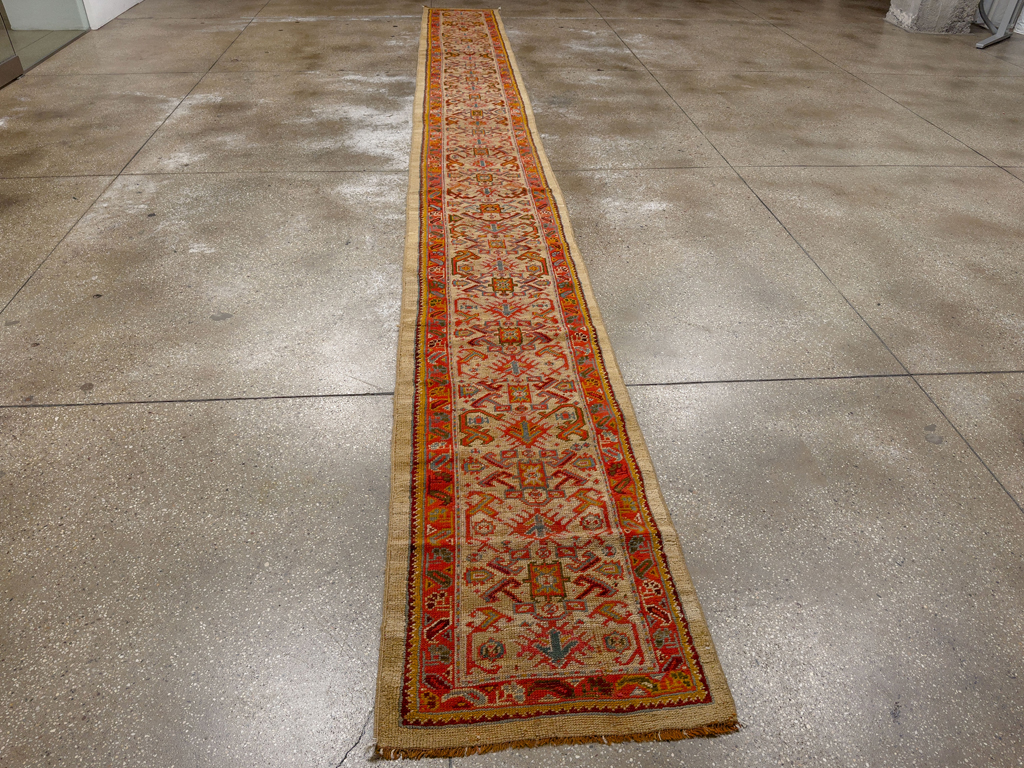 Antique Turkish Oushak Long Runner, No.33379 - Gsblank