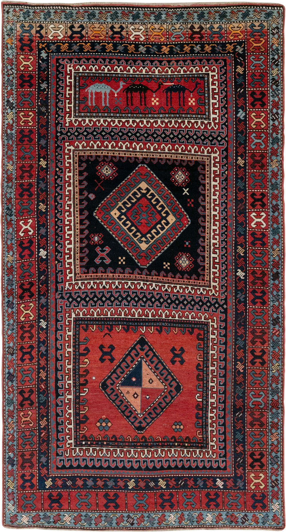 Antique Caucasian Karabagh Accent Rug, No.33380 - Gsblank