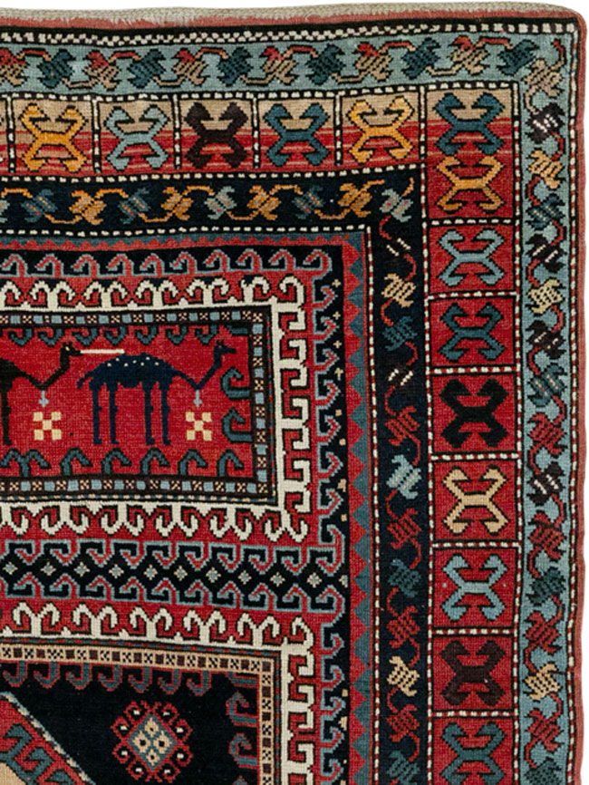 Antique Caucasian Karabagh Accent Rug, No.33380 - Gsblank