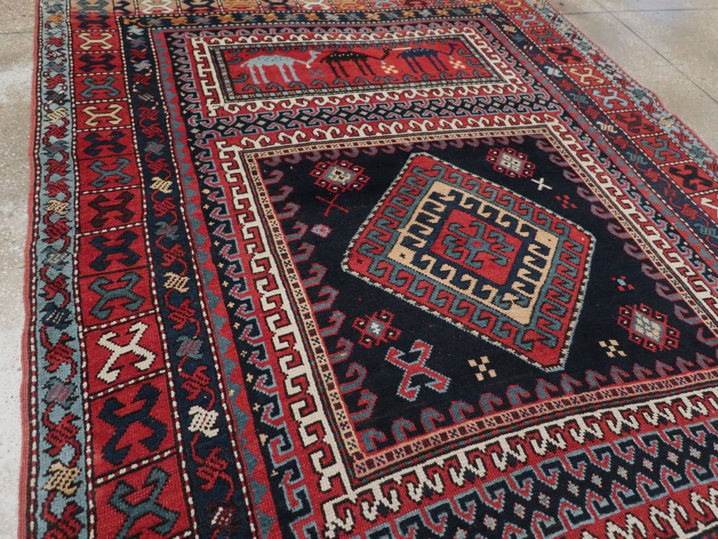 Antique Caucasian Karabagh Accent Rug, No.33380 - Gsblank