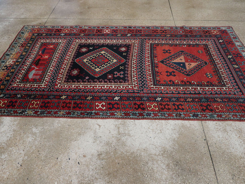 Antique Caucasian Karabagh Accent Rug, No.33380 - Gsblank