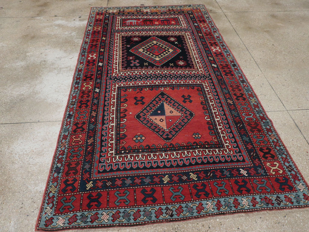 Antique Caucasian Karabagh Accent Rug, No.33380 - Gsblank