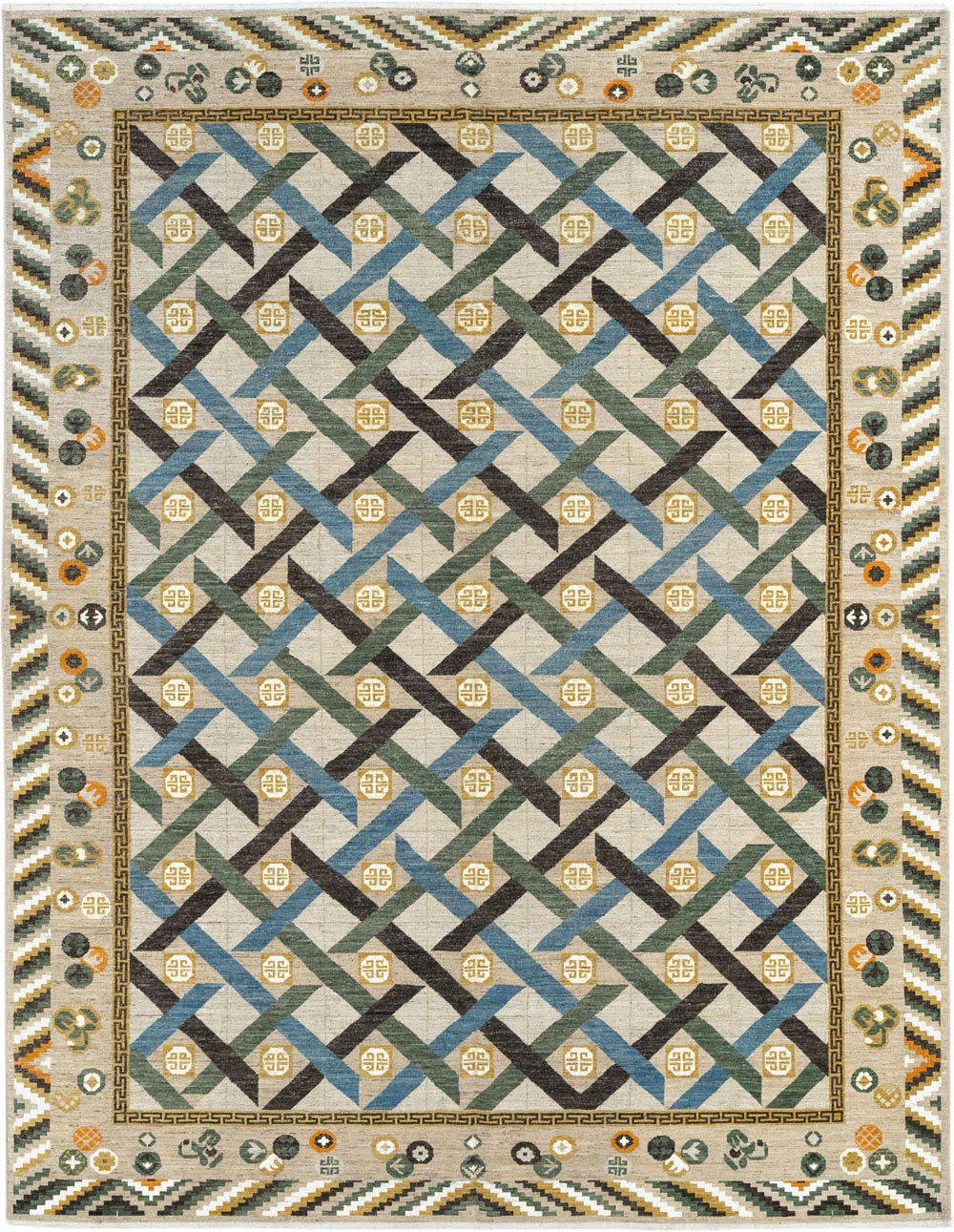 Modern East Turkestan Khotan Room Size Carpet, No.33396 - Gsblank