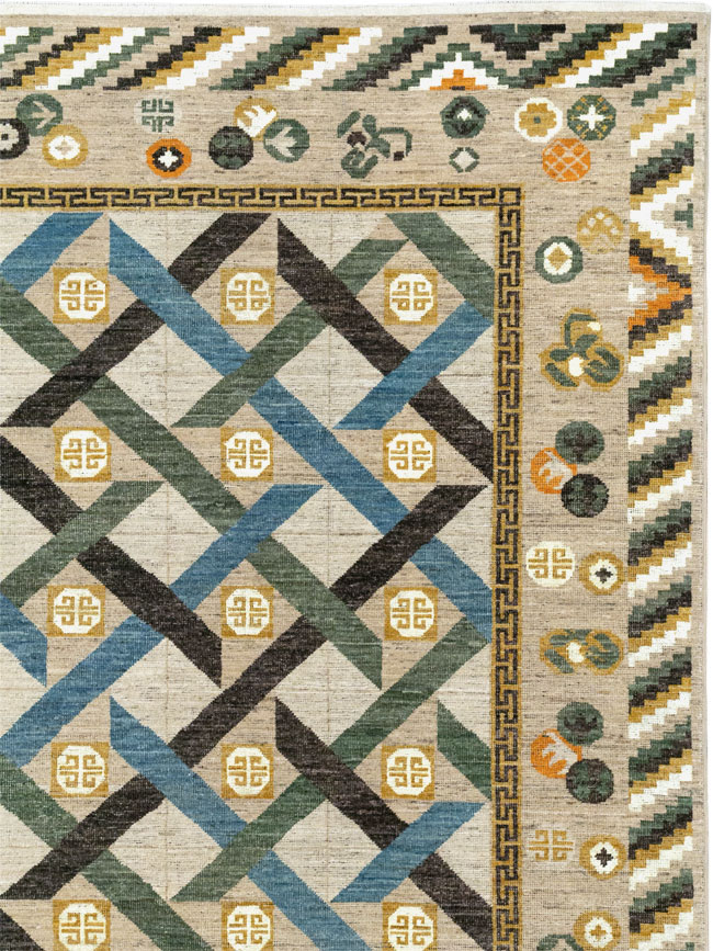 Modern East Turkestan Khotan Room Size Carpet, No.33396 - Gsblank