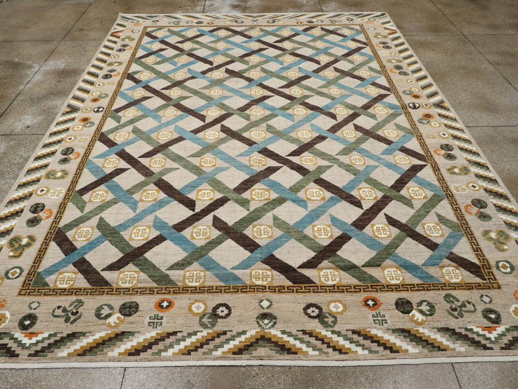 Modern East Turkestan Khotan Room Size Carpet, No.33396 - Gsblank