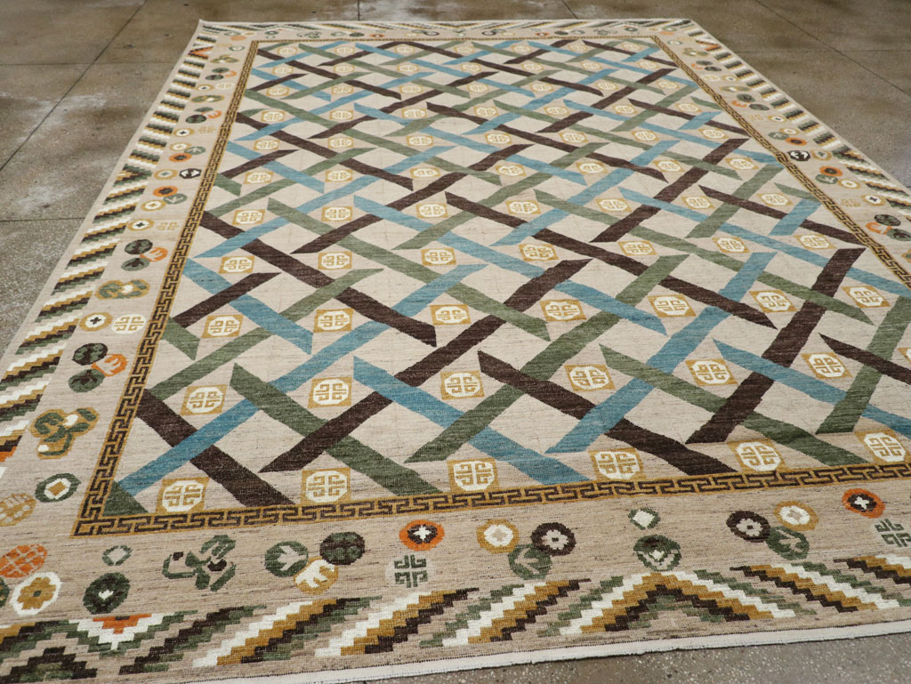 Modern East Turkestan Khotan Room Size Carpet, No.33396 - Gsblank