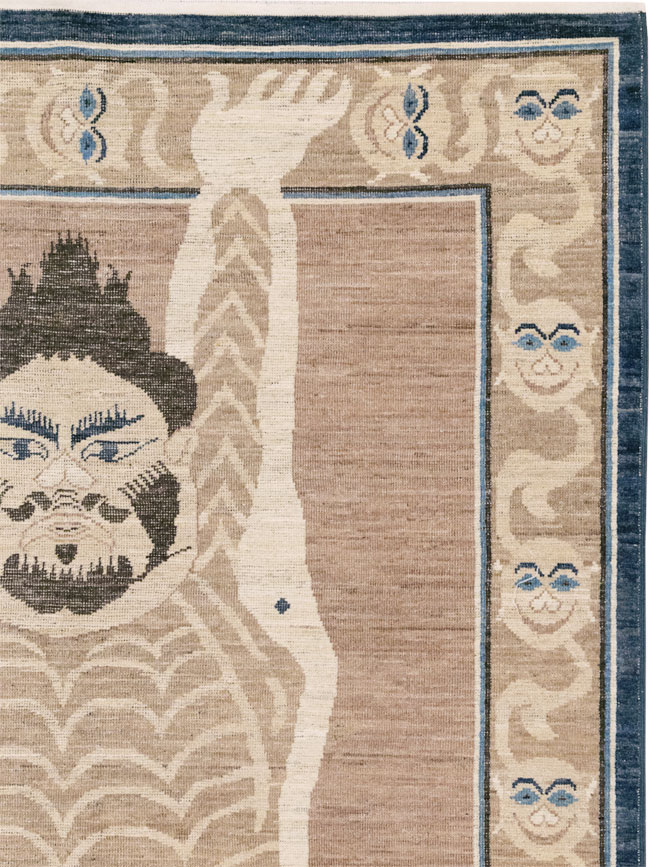 Modern East Turkestan Khotan Pictorial Accent Rug, No.33398 - Gsblank