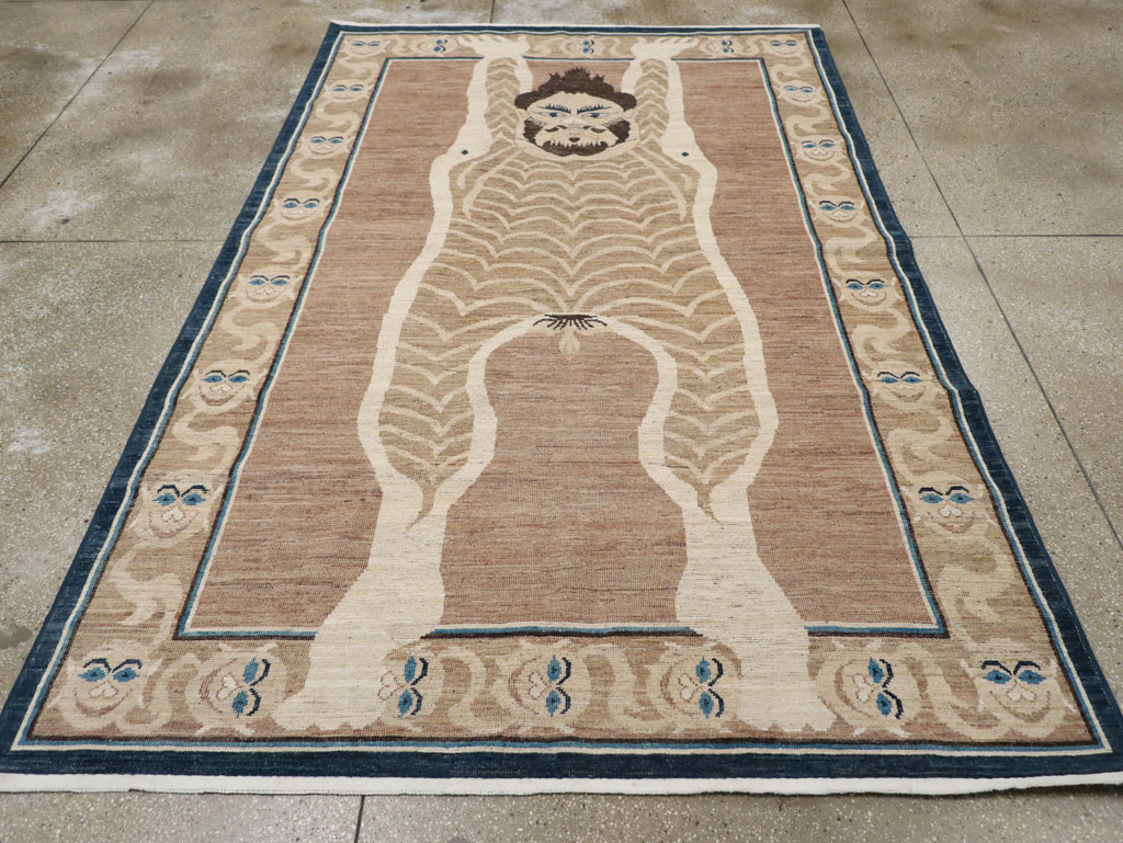 Modern East Turkestan Khotan Pictorial Accent Rug, No.33398 - Gsblank