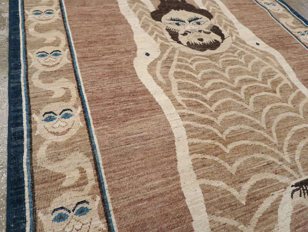 Modern East Turkestan Khotan Pictorial Accent Rug, No.33398 - Gsblank