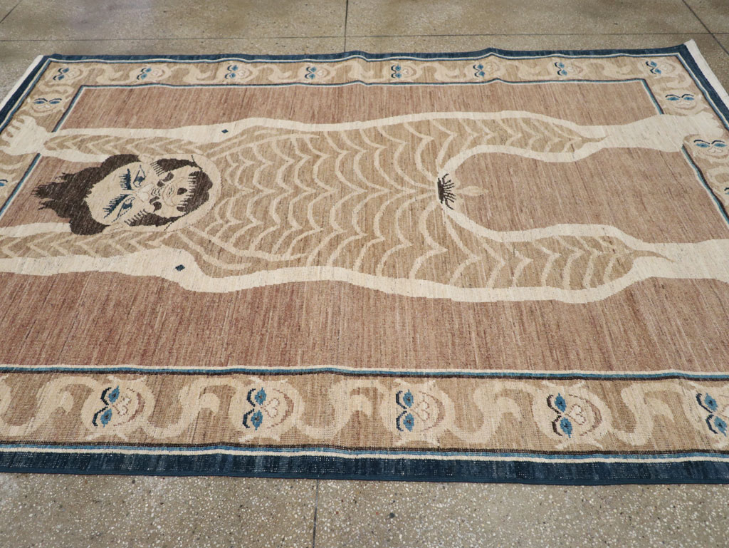 Modern East Turkestan Khotan Pictorial Accent Rug, No.33398 - Gsblank