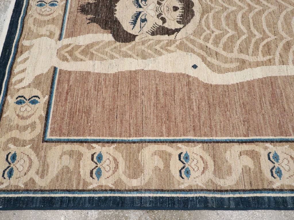 Modern East Turkestan Khotan Pictorial Accent Rug, No.33398 - Gsblank