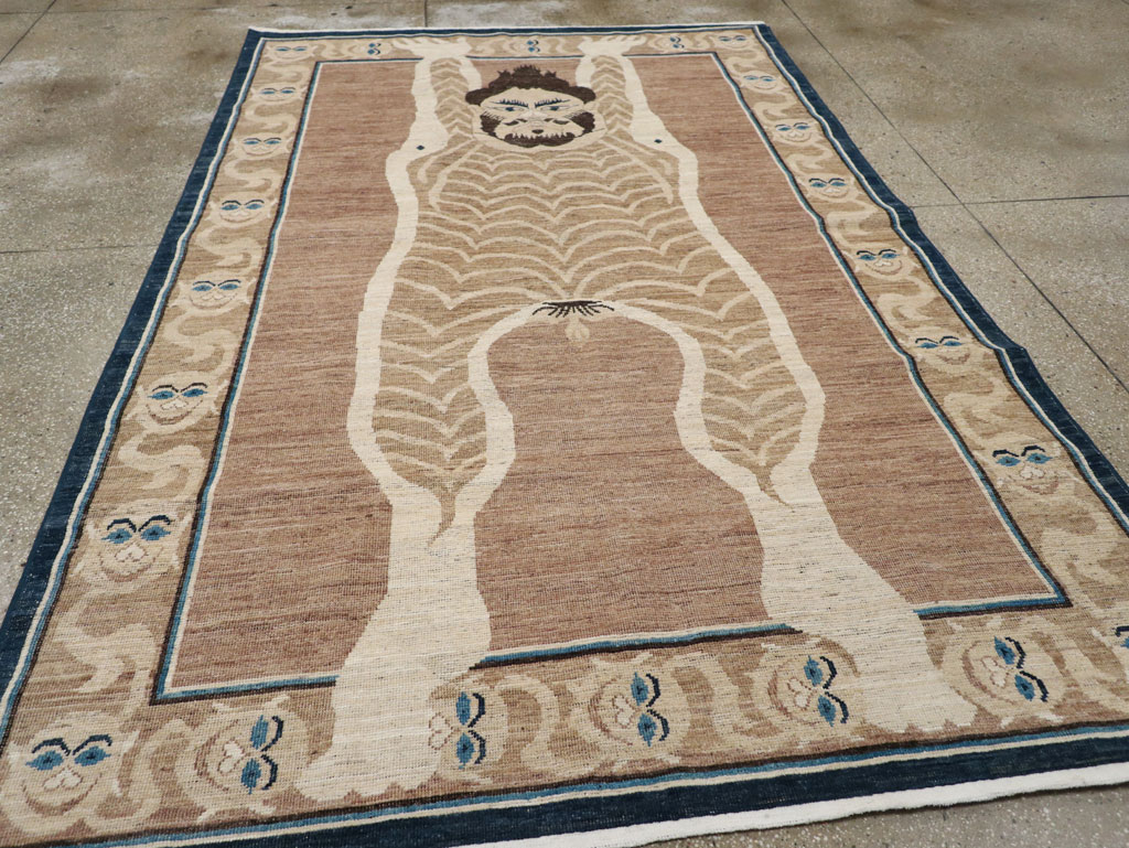 Modern East Turkestan Khotan Pictorial Accent Rug, No.33398 - Gsblank