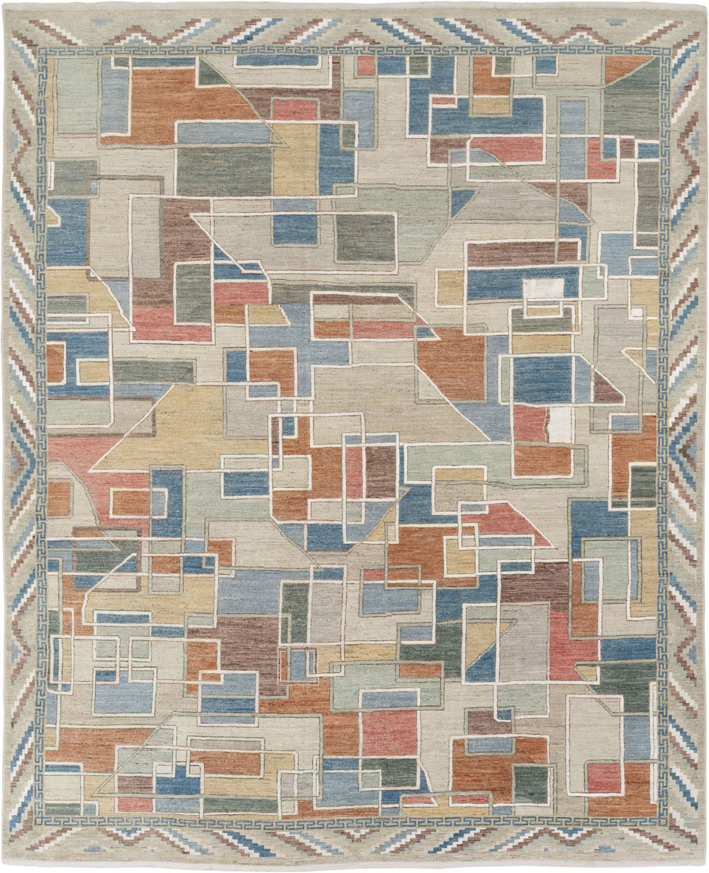 Modern East Turkestan Art Deco Room Size Carpet, No.33399 - Gsblank