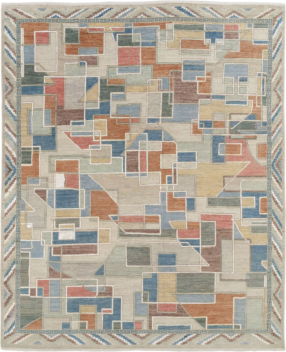 Modern East Turkestan Art Deco Room Size Carpet, No.33399 - Gsblank