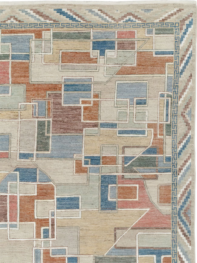 Modern East Turkestan Art Deco Room Size Carpet, No.33399 - Gsblank