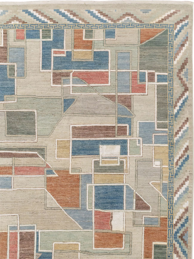 Modern East Turkestan Art Deco Room Size Carpet, No.33399 - Gsblank