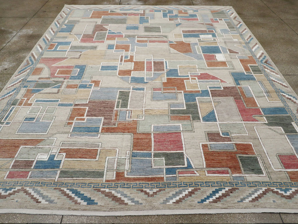 Modern East Turkestan Art Deco Room Size Carpet, No.33399 - Gsblank