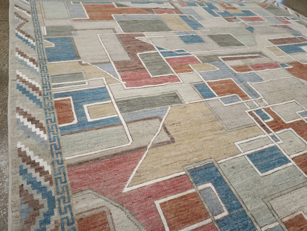 Modern East Turkestan Art Deco Room Size Carpet, No.33399 - Gsblank