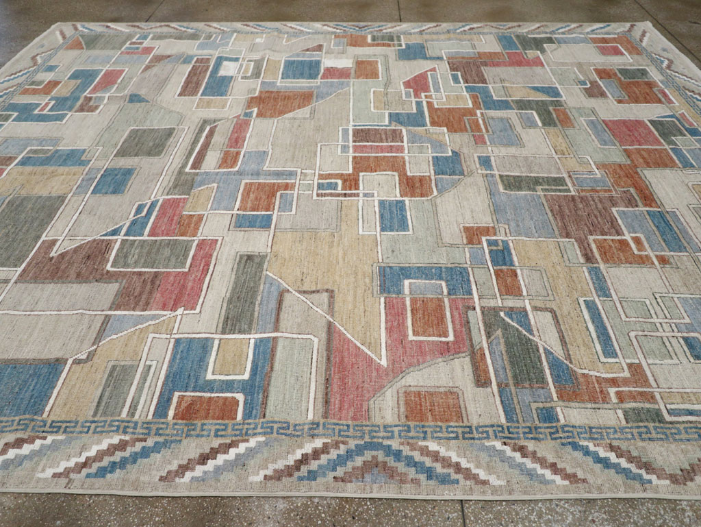 Modern East Turkestan Art Deco Room Size Carpet, No.33399 - Gsblank