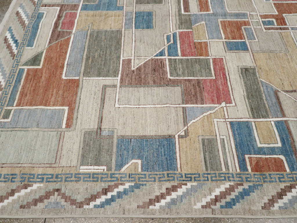 Modern East Turkestan Art Deco Room Size Carpet, No.33399 - Gsblank