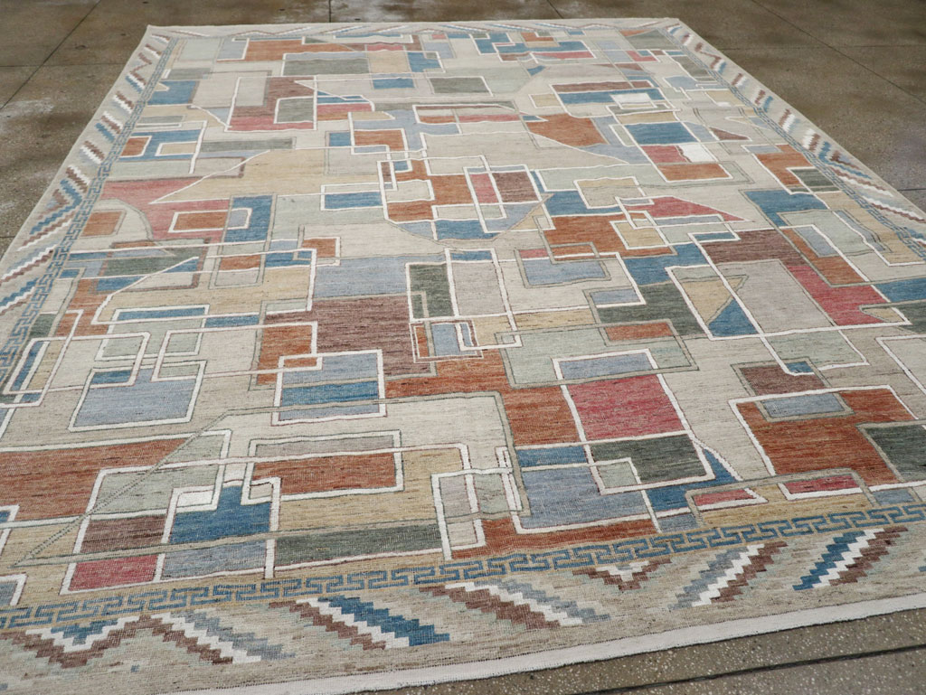 Modern East Turkestan Art Deco Room Size Carpet, No.33399 - Gsblank