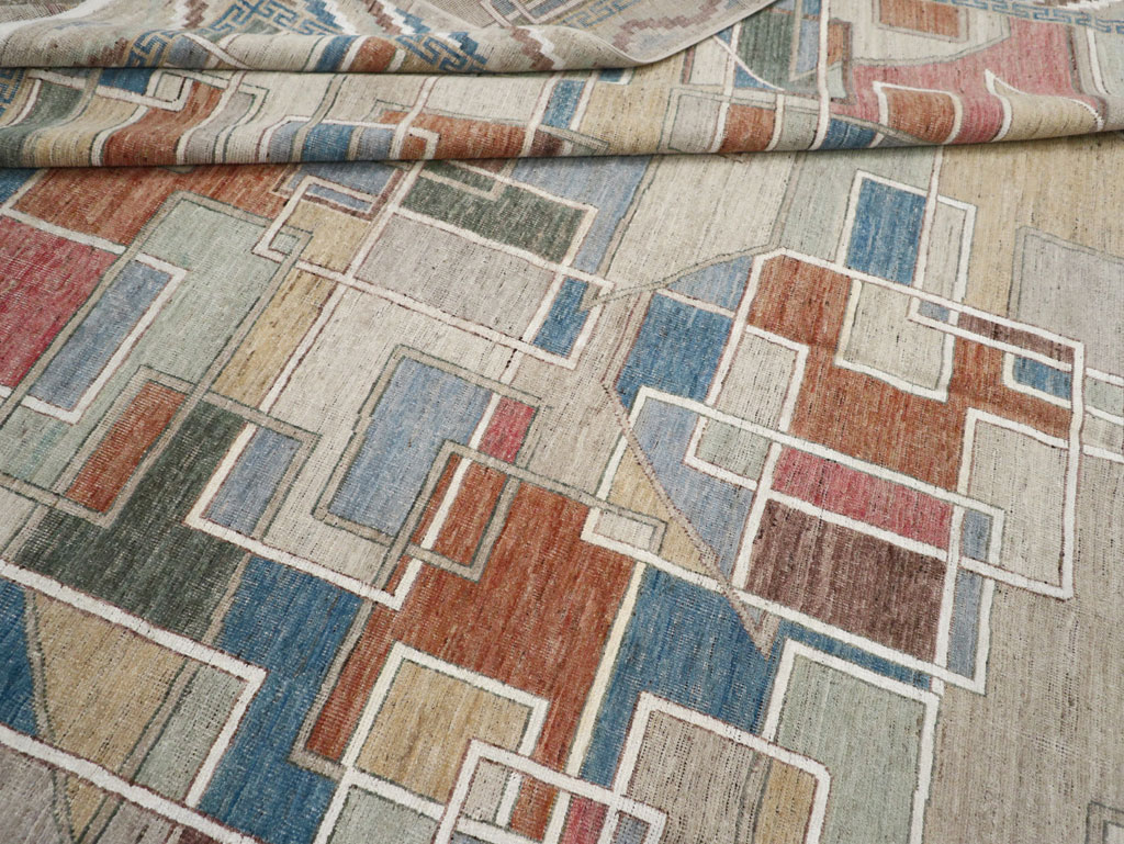 Modern East Turkestan Art Deco Room Size Carpet, No.33399 - Gsblank