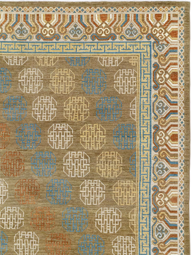 Modern East Turkestan Khotan Room Size Carpet, No.33400 - Gsblank