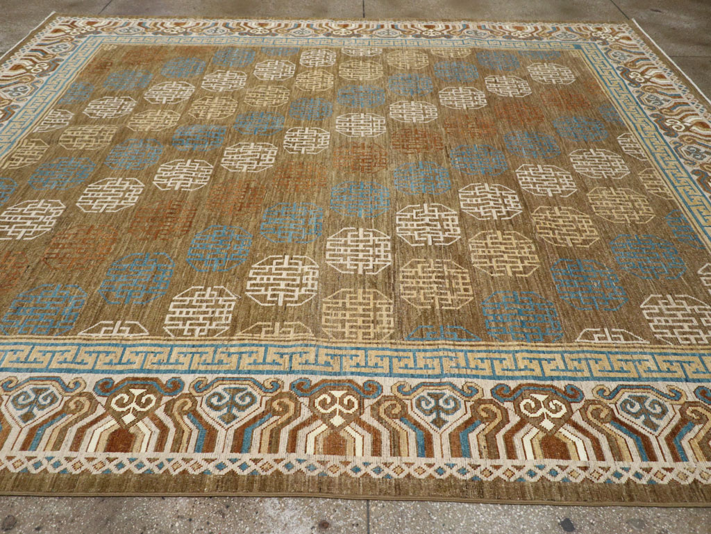 Modern East Turkestan Khotan Room Size Carpet, No.33400 - Gsblank