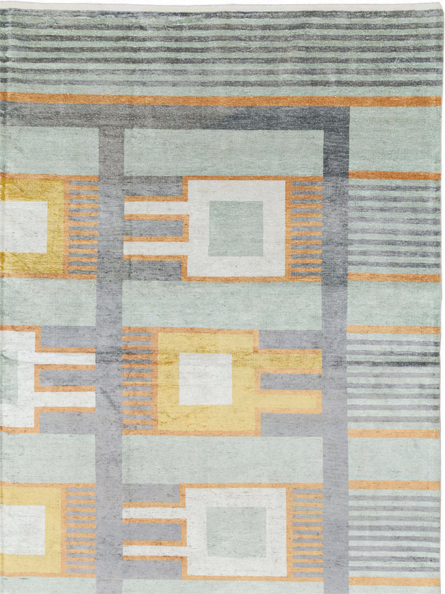 Modern East Turkestan Silk Large Room Size Carpet, No.33410 - Gsblank