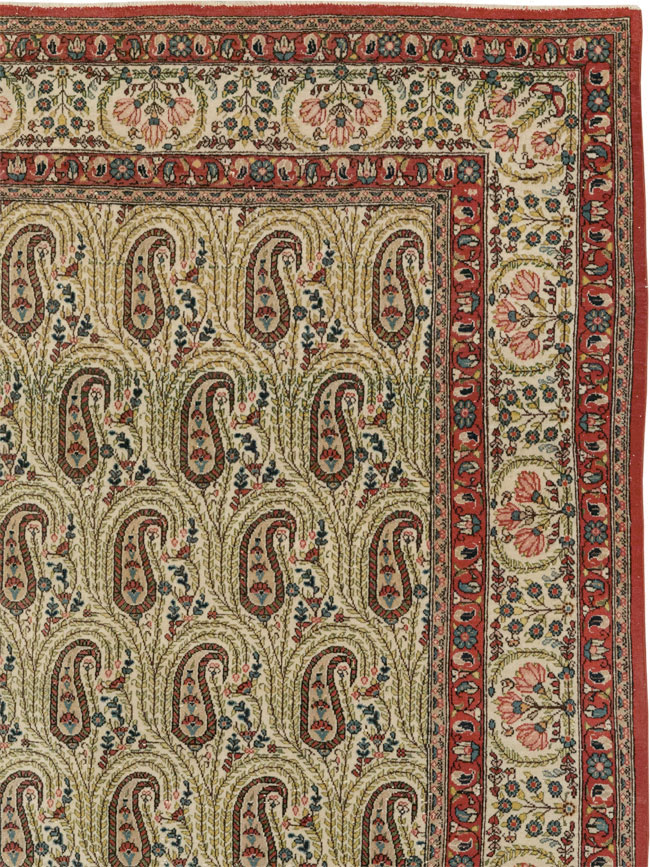 Vintage Persian Quom Room Size Carpet, No.33423 - Gsblank