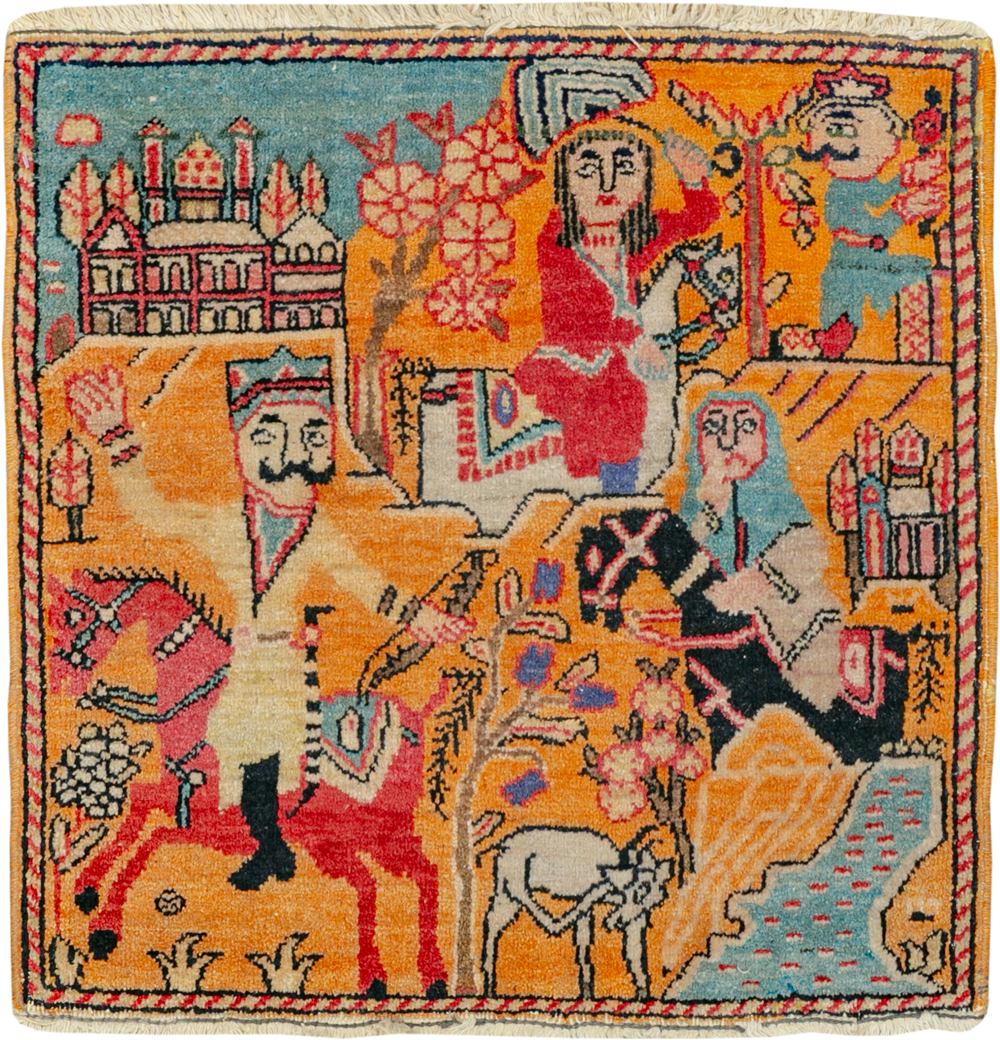 Antique Persian Tabriz Pictorial Rug, No.33425 - Gsblank