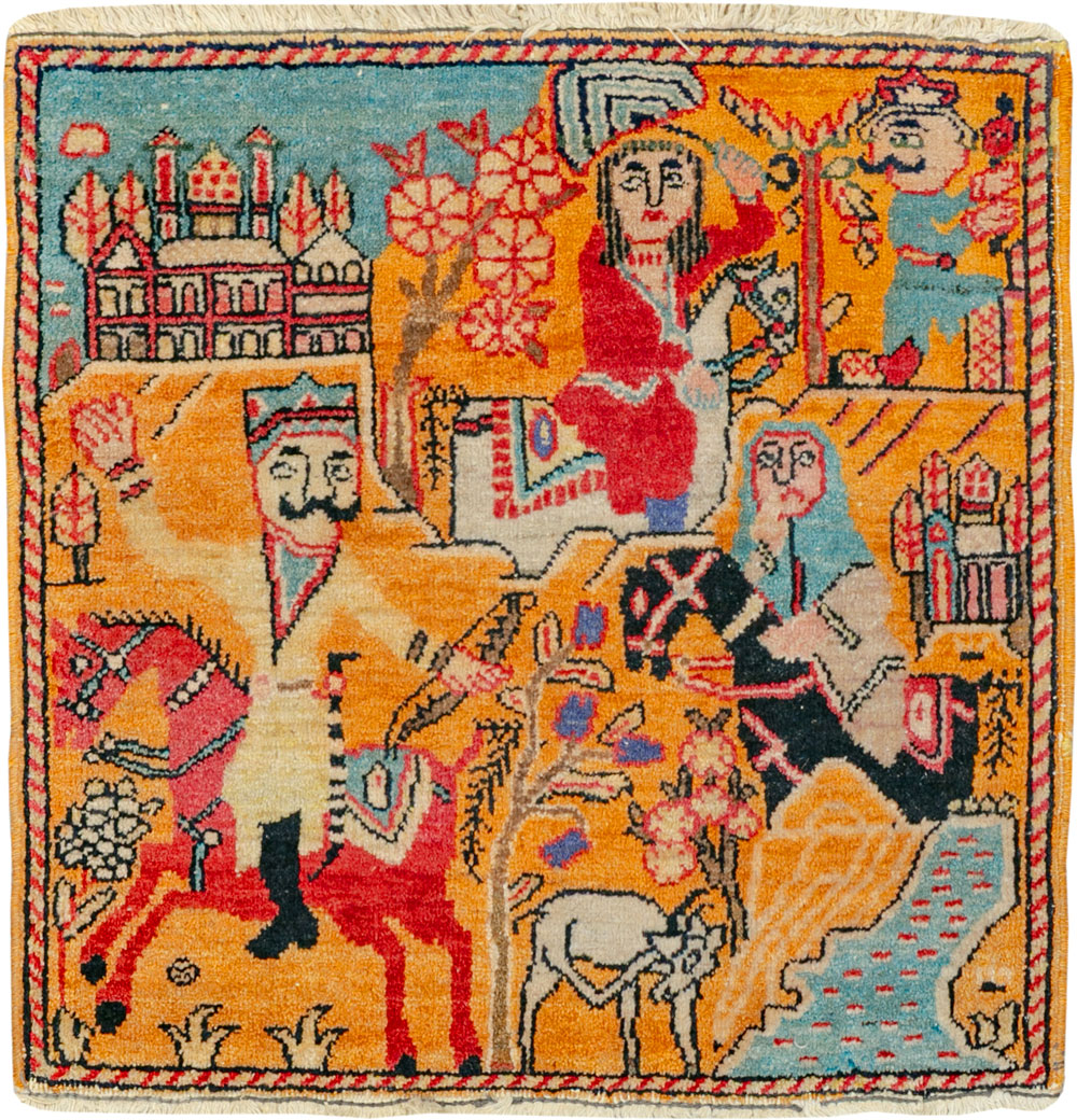 Antique Persian Tabriz Pictorial Rug, No.33425 - Gsblank