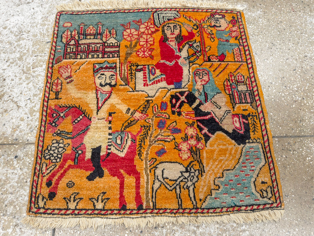 Antique Persian Tabriz Pictorial Rug, No.33425 - Gsblank